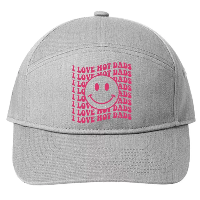 I Love Hot Dads Retro Funny Red Heart Love Dads 7-Panel Snapback Hat