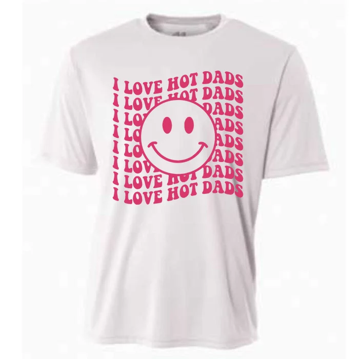 I Love Hot Dads Retro Funny Red Heart Love Dads Cooling Performance Crew T-Shirt