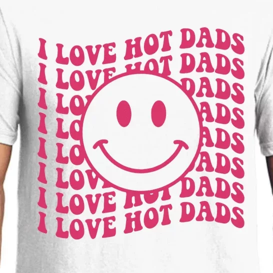 I Love Hot Dads Retro Funny Red Heart Love Dads Pajama Set