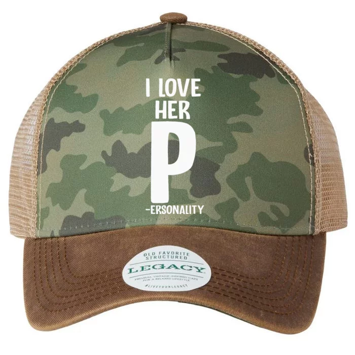 I Love Her P For Personality His And Her Couple Legacy Tie Dye Trucker Hat