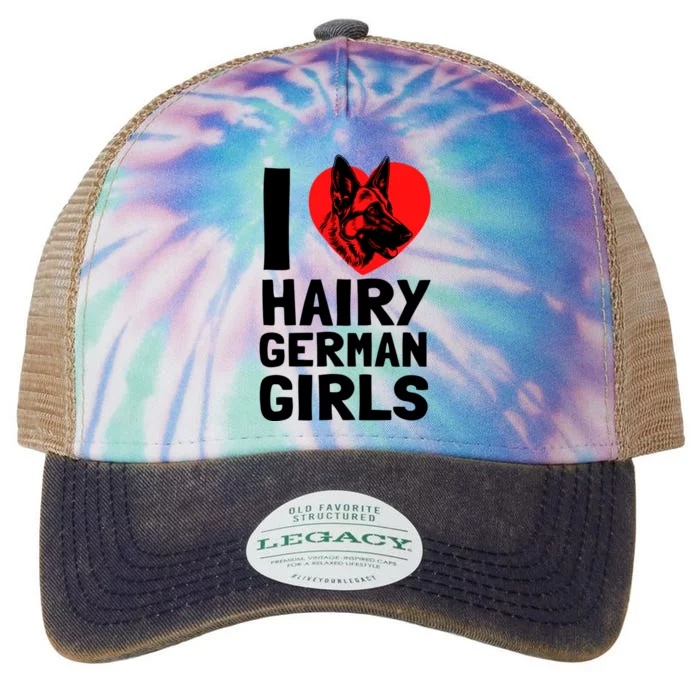 I Love Hairy GermanGirLs German Shepherd Edition Legacy Tie Dye Trucker Hat