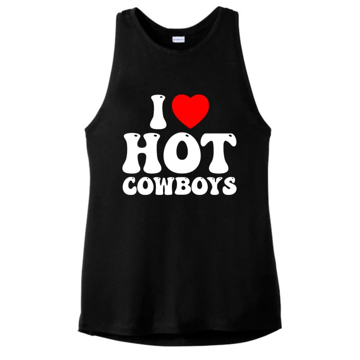 I Love Hot Cowboys, I Heart Hot Cowboys Lover Ladies Tri-Blend Wicking Tank