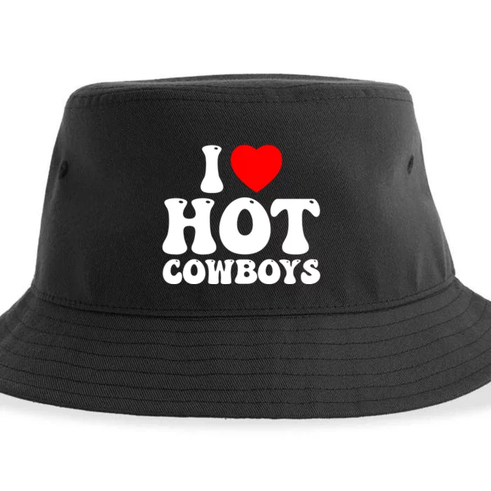 I Love Hot Cowboys, I Heart Hot Cowboys Lover Sustainable Bucket Hat