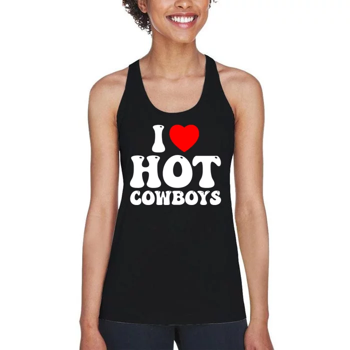 I Love Hot Cowboys, I Heart Hot Cowboys Lover Women's Racerback Tank