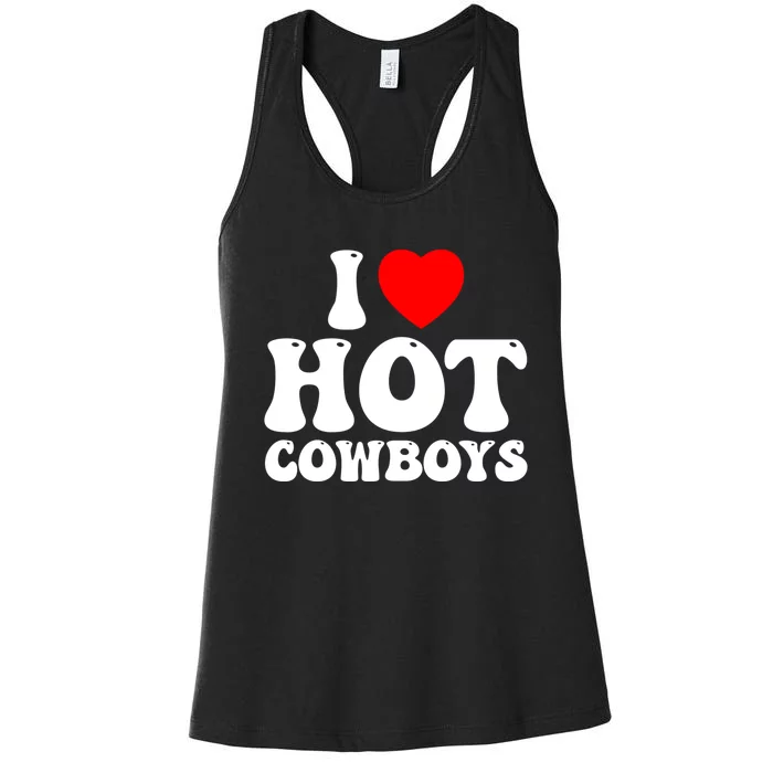 I Love Hot Cowboys, I Heart Hot Cowboys Lover Women's Racerback Tank