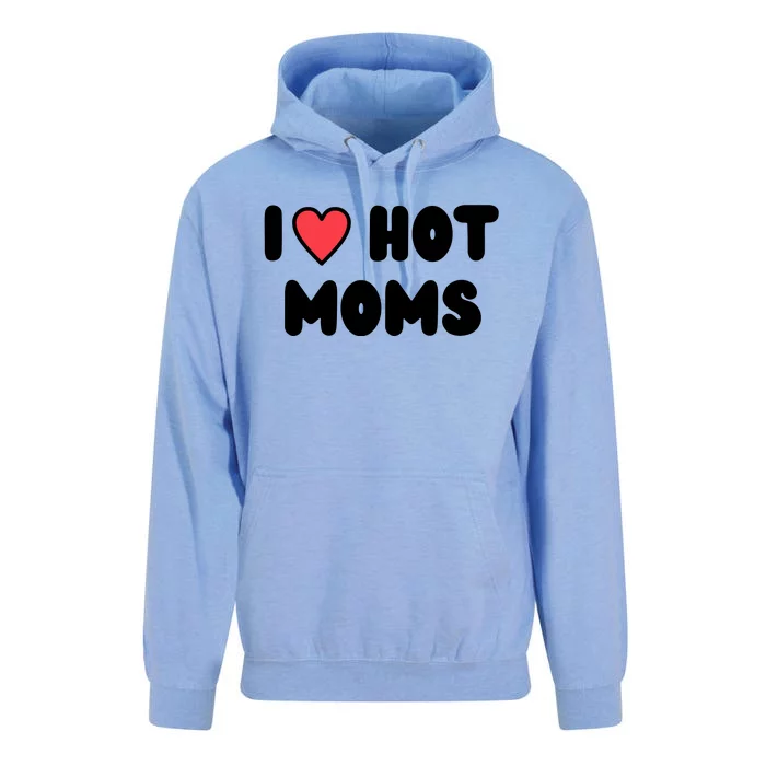 I Love Hot Moms Funny Red Heart Love Moms Unisex Surf Hoodie