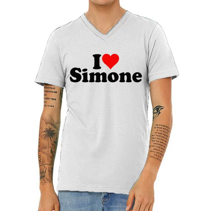 I Love Heart Simone V-Neck T-Shirt