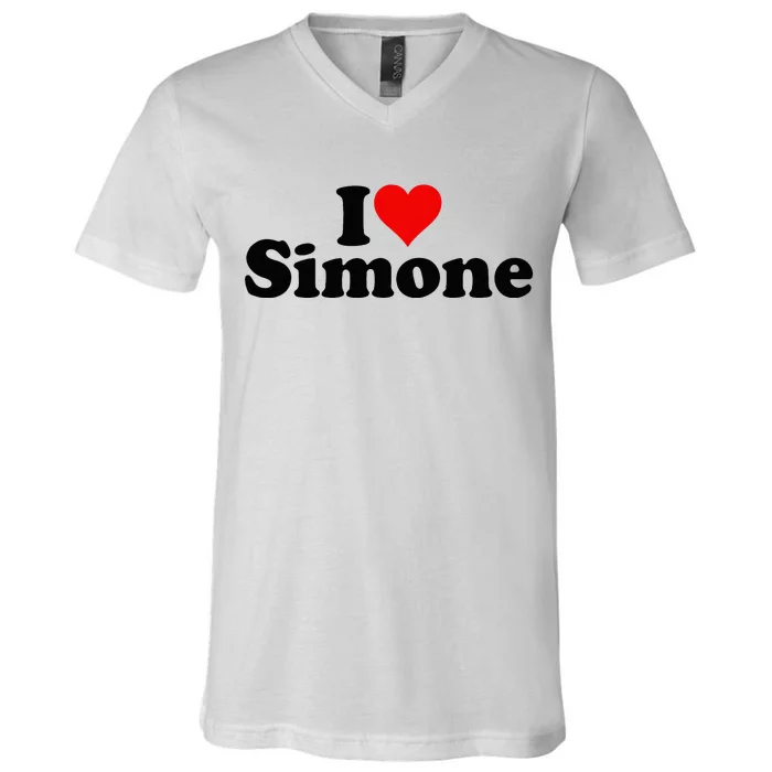 I Love Heart Simone V-Neck T-Shirt