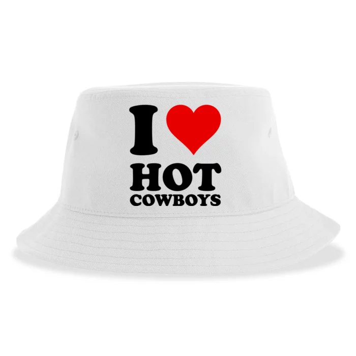 I Love Hot Cowboys I Heart Cowboys Funny Country Western Sustainable Bucket Hat