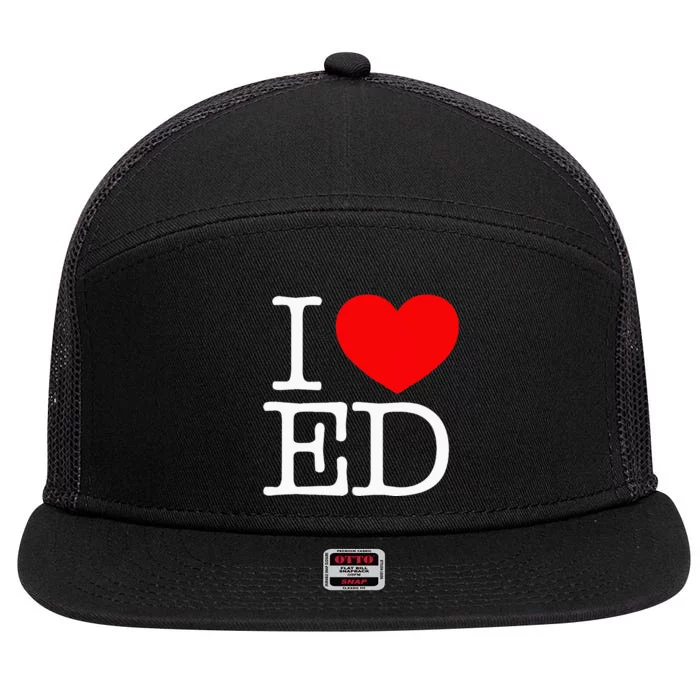 I Love (Heart) ED 7 Panel Mesh Trucker Snapback Hat