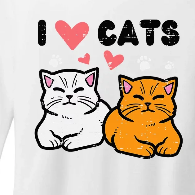 I Love Heart Cats Cute Kittens Pet Womens CVC Long Sleeve Shirt