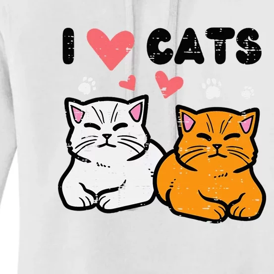 I Love Heart Cats Cute Kittens Pet Women's Pullover Hoodie