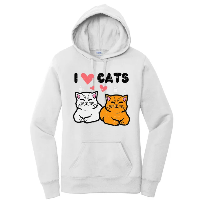 I Love Heart Cats Cute Kittens Pet Women's Pullover Hoodie