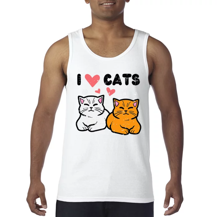 I Love Heart Cats Cute Kittens Pet Tank Top