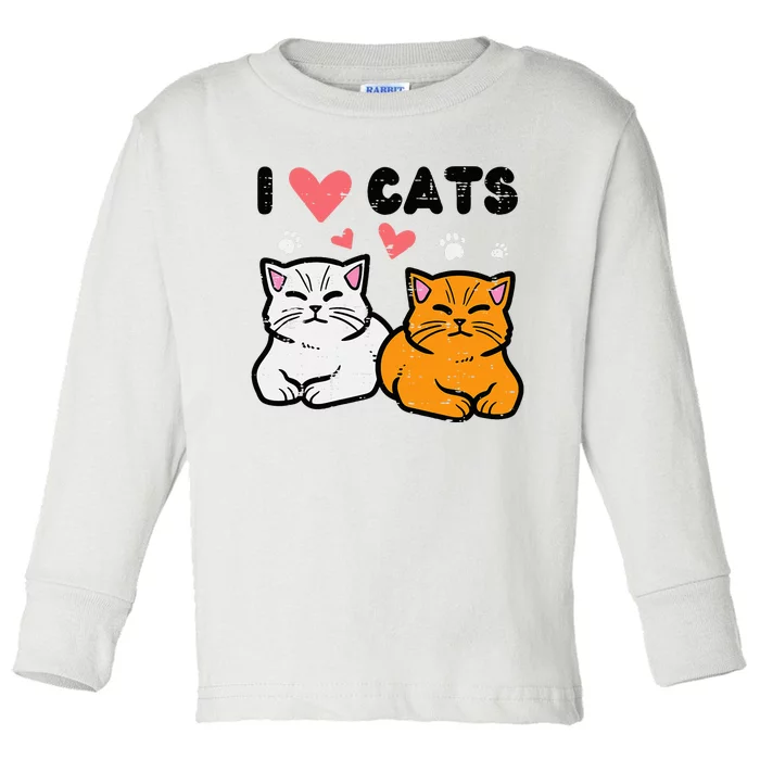 I Love Heart Cats Cute Kittens Pet Toddler Long Sleeve Shirt