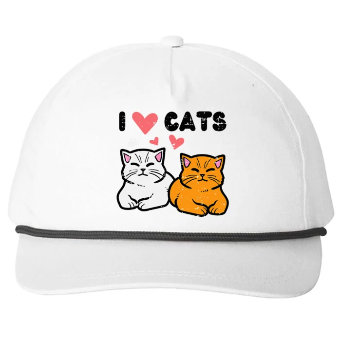 I Love Heart Cats Cute Kittens Pet Snapback Five-Panel Rope Hat