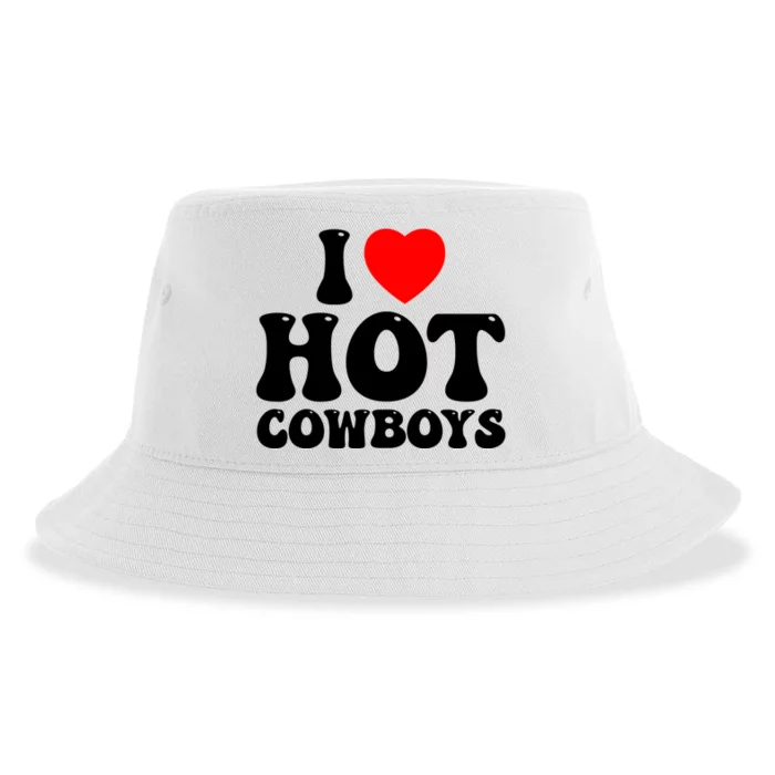 I Love Hot Cowboys, I Heart Hot Cowboys Lover Sustainable Bucket Hat