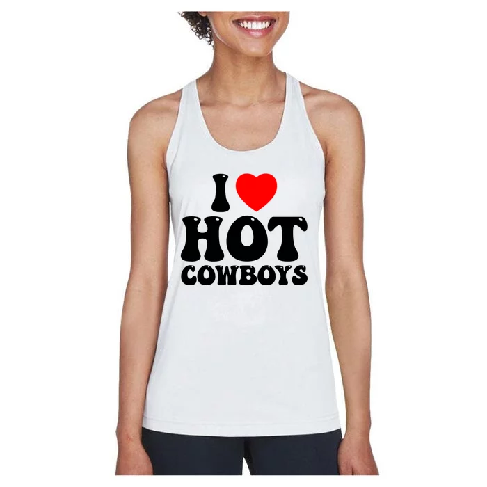 I Love Hot Cowboys, I Heart Hot Cowboys Lover Women's Racerback Tank