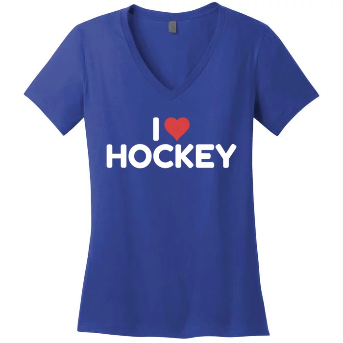 I Love Hockey Gift Women's V-Neck T-Shirt