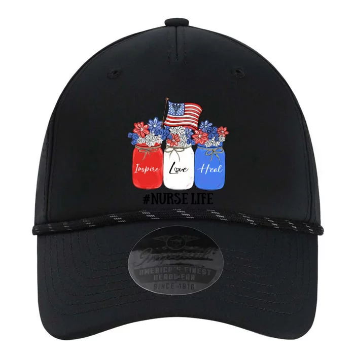 Inspire Love Heal Nurse Life American Flag Gift Performance The Dyno Cap