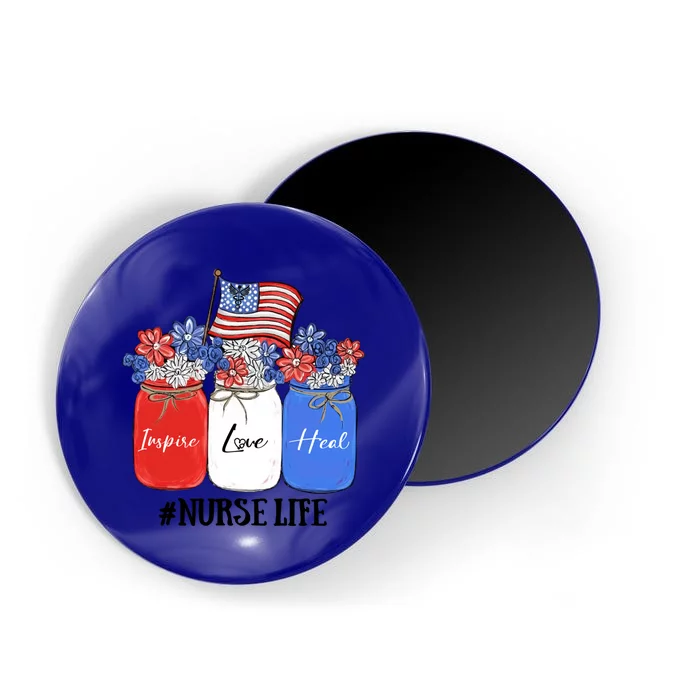 Inspire Love Heal Nurse Life American Flag Gift Magnet