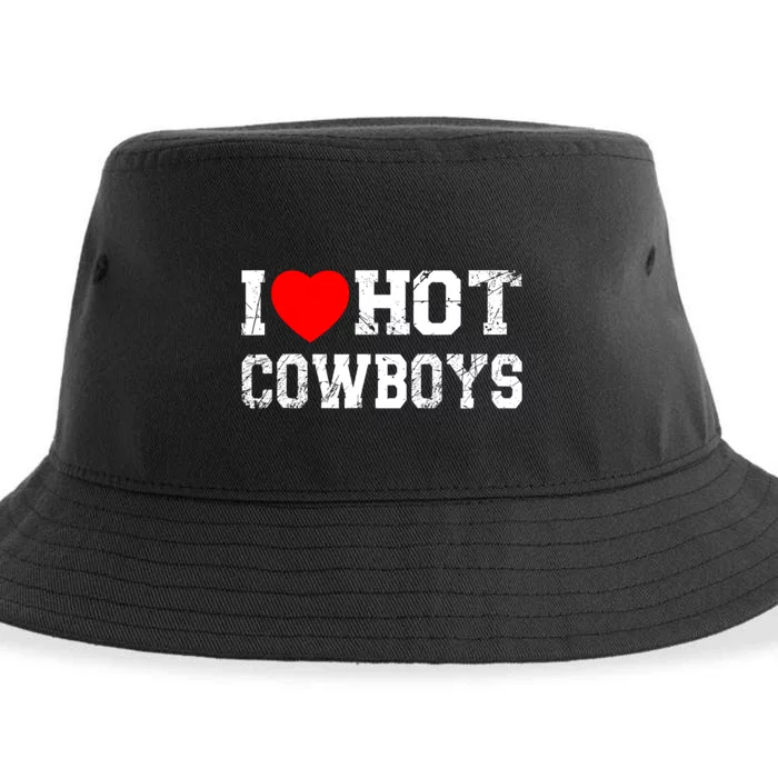 I Love Hot Cowboys, I Heart Hot Cowboys Lover Sustainable Bucket Hat