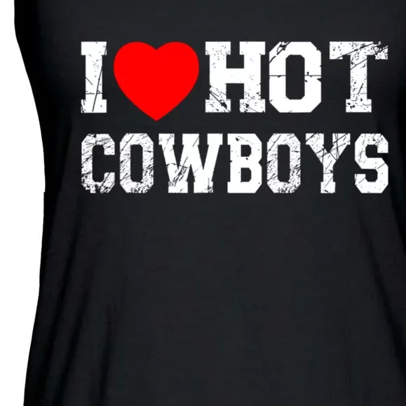 I Love Hot Cowboys, I Heart Hot Cowboys Lover Ladies Essential Flowy Tank