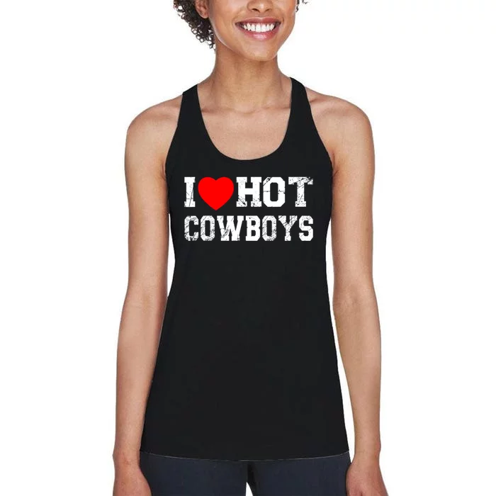 I Love Hot Cowboys, I Heart Hot Cowboys Lover Women's Racerback Tank