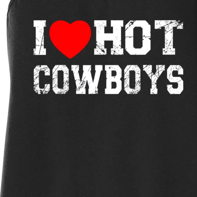 I Love Hot Cowboys, I Heart Hot Cowboys Lover Women's Racerback Tank