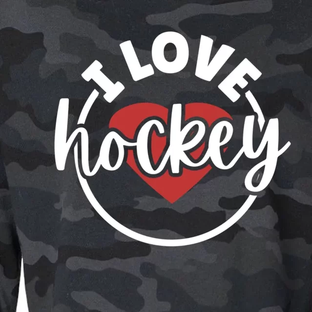 I Love Hockey Great Gift Cropped Pullover Crew