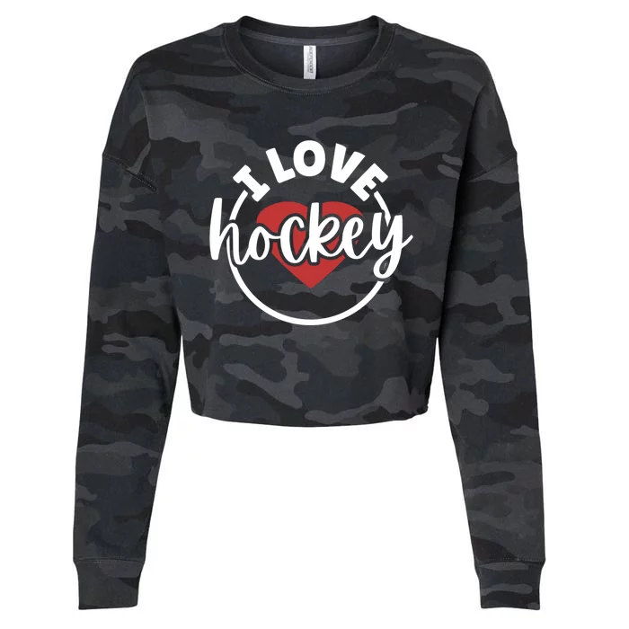 I Love Hockey Great Gift Cropped Pullover Crew