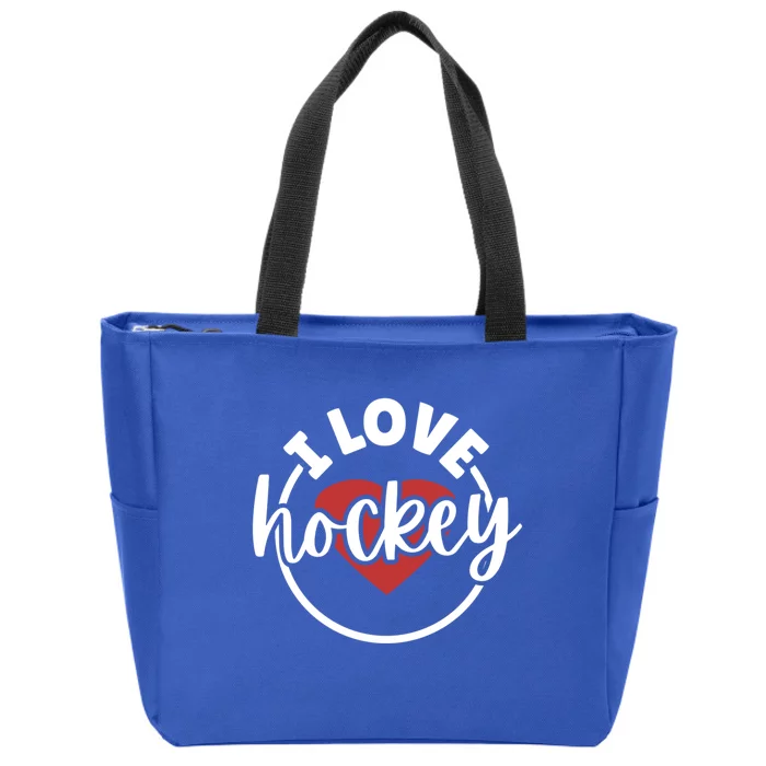 I Love Hockey Great Gift Zip Tote Bag