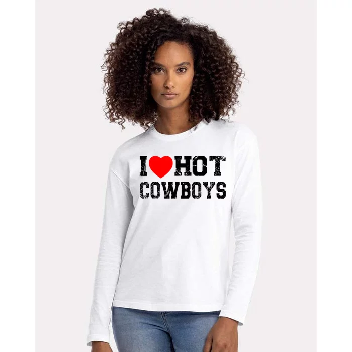 I Love Hot Cowboys, I Heart Hot Cowboys Lover Womens Cotton Relaxed Long Sleeve T-Shirt