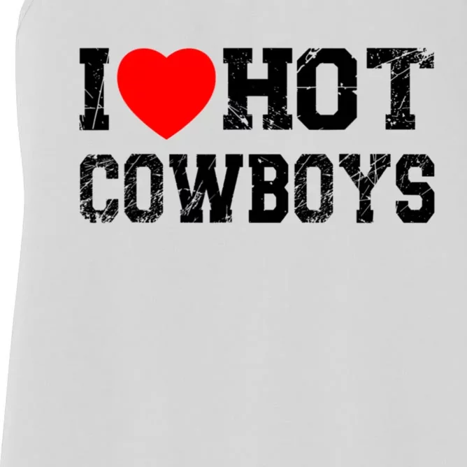 I Love Hot Cowboys, I Heart Hot Cowboys Lover Women's Racerback Tank