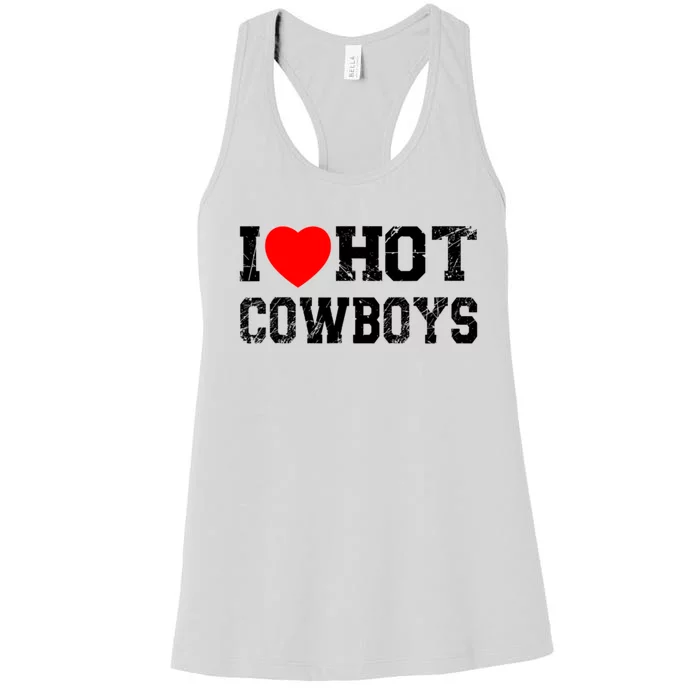 I Love Hot Cowboys, I Heart Hot Cowboys Lover Women's Racerback Tank