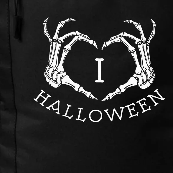 I Love Halloween Skeleton Heart October Fall Daily Commute Backpack