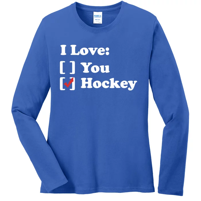 I Love Hockey Gift Ladies Long Sleeve Shirt