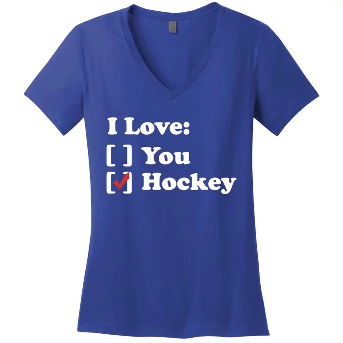 I Love Hockey Gift Women's V-Neck T-Shirt