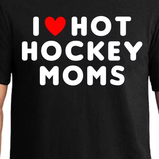 I Love Hot Hockey Moms Funny Red Heart Cute Gift Pajama Set