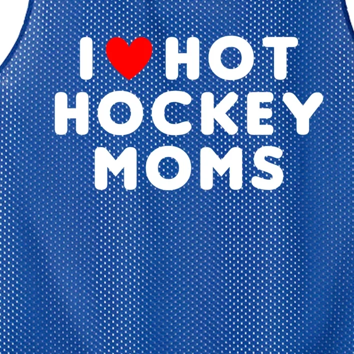 I Love Hot Hockey Moms Funny Red Heart Cute Gift Mesh Reversible Basketball Jersey Tank