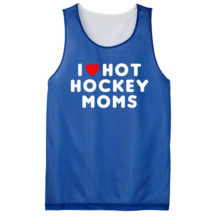 I Love Hot Hockey Moms Funny Red Heart Cute Gift Mesh Reversible Basketball Jersey Tank