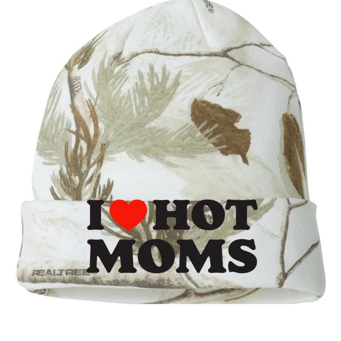 I Love Hot Moms Funny Red Heart Love Moms Kati - 12in Camo Beanie