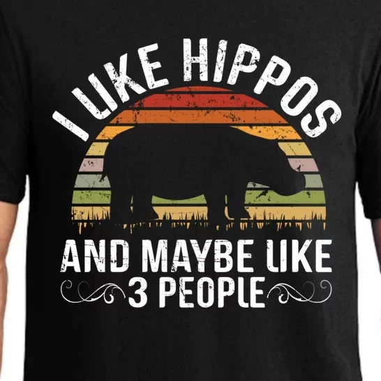 I Like Hippos And Maybe Like 3 People Hippopotamus Hippo Meaningful Gift Pajama Set