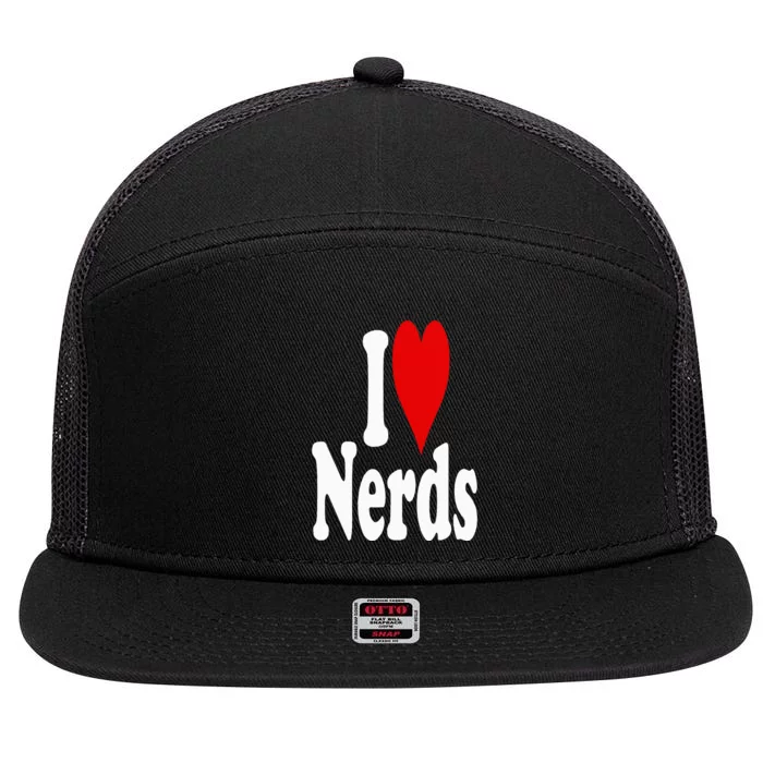 I LOVE HEART NERDS GEEKS 7 Panel Mesh Trucker Snapback Hat