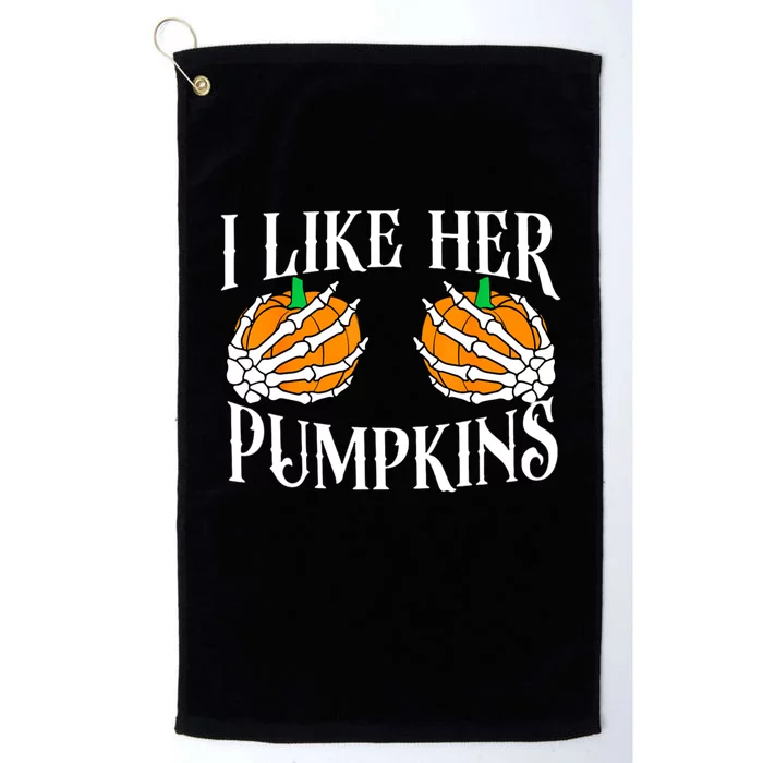 I Like Her Pumpkin Funny Halloween Matching Couples Platinum Collection Golf Towel