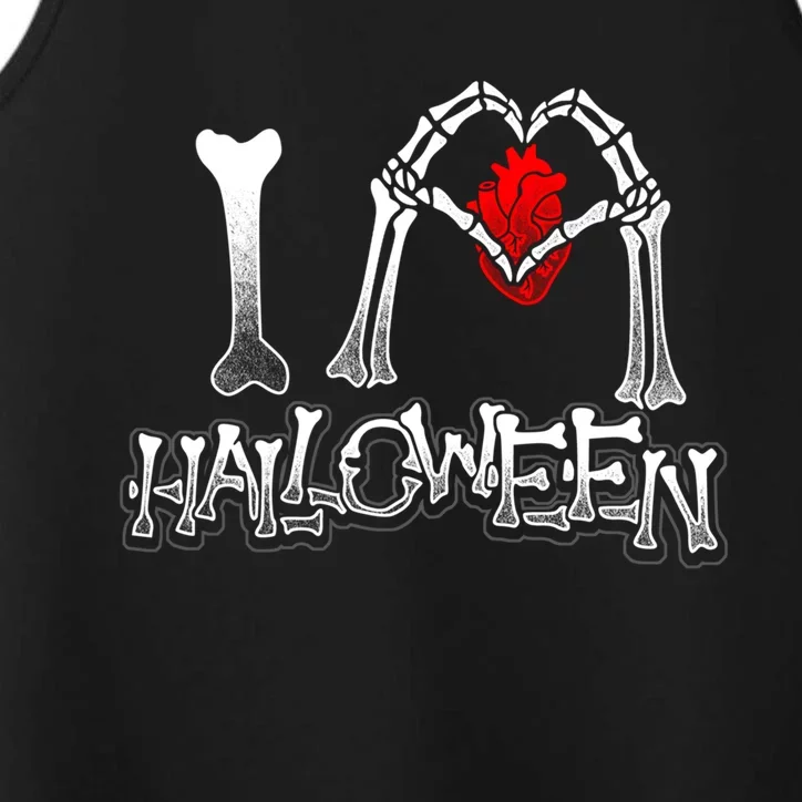 I Love Halloween Spooky Skeleton Bones Hands Heart Gift Meaningful Gift Performance Tank