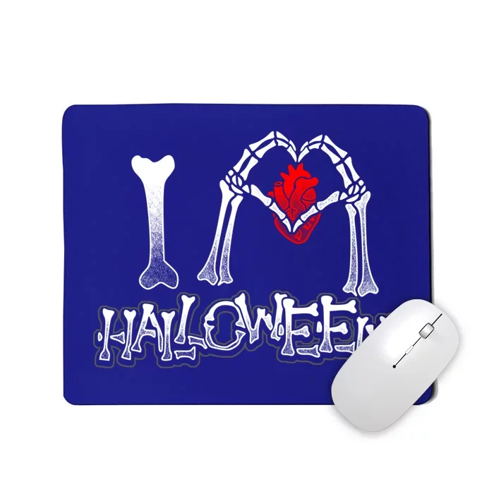 I Love Halloween Spooky Skeleton Bones Hands Heart Gift Meaningful Gift Mousepad