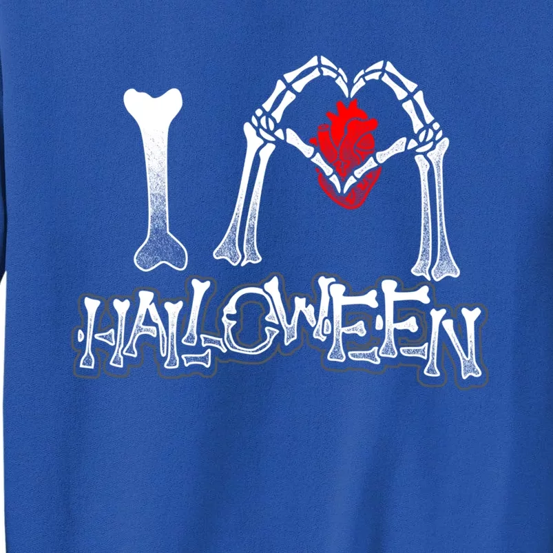 I Love Halloween Spooky Skeleton Bones Hands Heart Gift Meaningful Gift Tall Sweatshirt