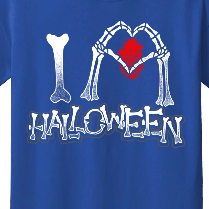 I Love Halloween Spooky Skeleton Bones Hands Heart Gift Meaningful Gift Kids T-Shirt