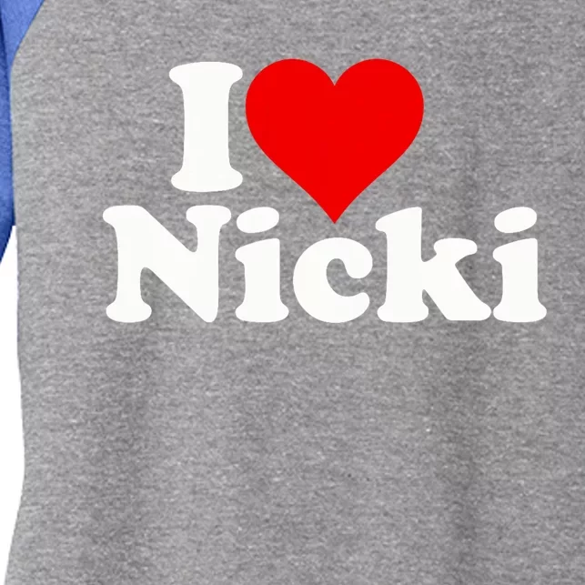 I Love Heart Nicki Women's Tri-Blend 3/4-Sleeve Raglan Shirt